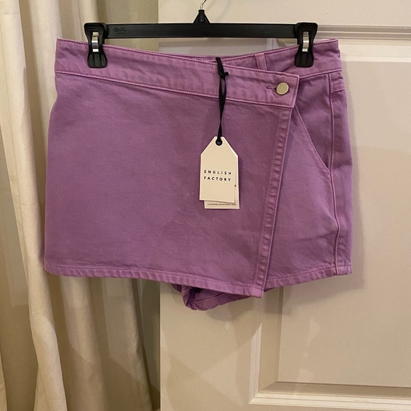 NWT English Factory High Waist Denim Skort - Picture 2 of 4